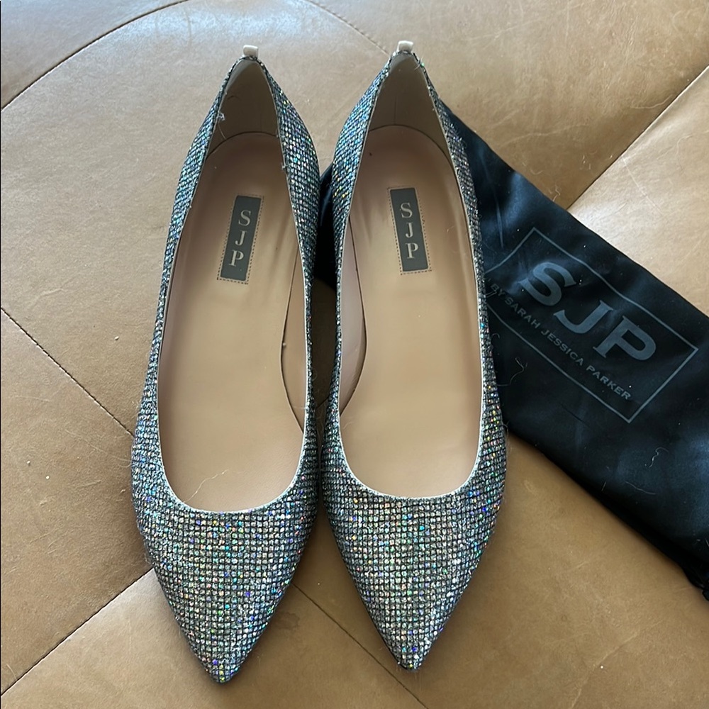 SJP hologram sparkle Story Pointed Toe flats - size 41/10